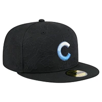 Men's New Era Black Chicago Cubs Tonal Koi 59FIFTY Fitted Hat