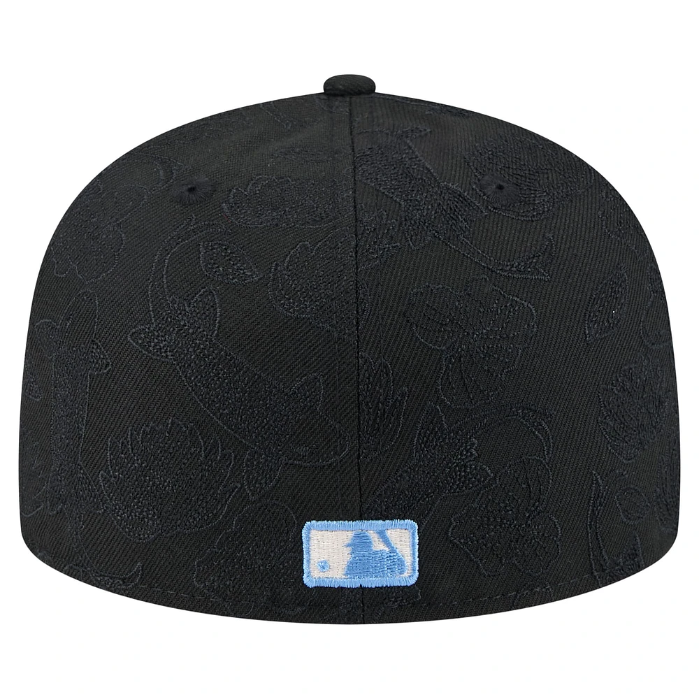 Men's New Era Black Chicago Cubs Tonal Koi 59FIFTY Fitted Hat