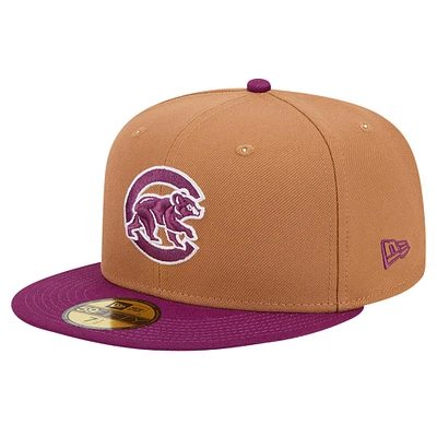 Pack de couleurs bicolores 59FIFTY New Era pour hommes, marron/violet, Chicago Cubs, casquette ajustée