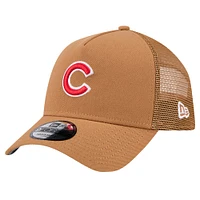 Men's New Era Brown Chicago Cubs A-Frame Trucker 9FORTY Adjustable Hat