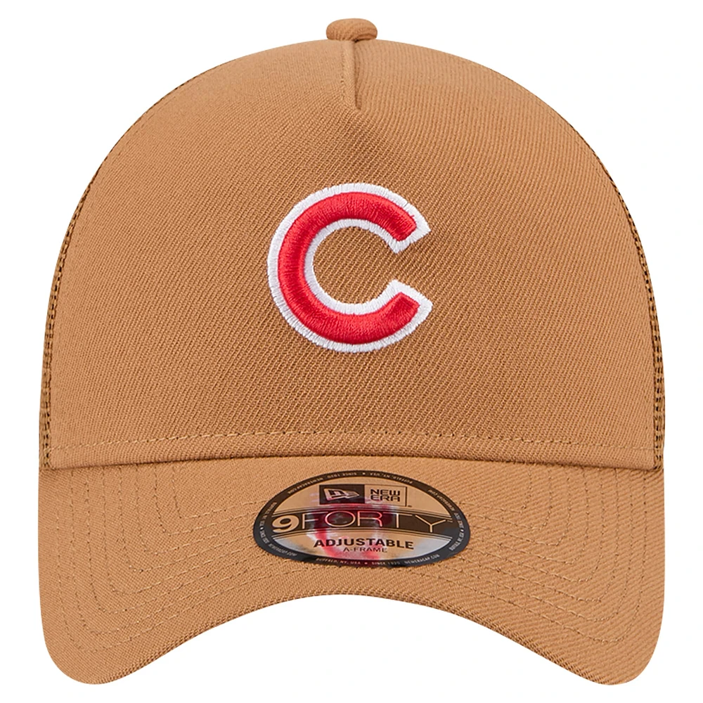 Casquette réglable marron A-Frame Trucker 9FORTY des Chicago Cubs New Era pour hommes