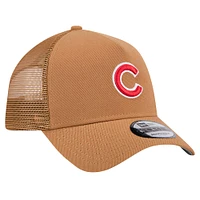 Men's New Era Brown Chicago Cubs A-Frame Trucker 9FORTY Adjustable Hat