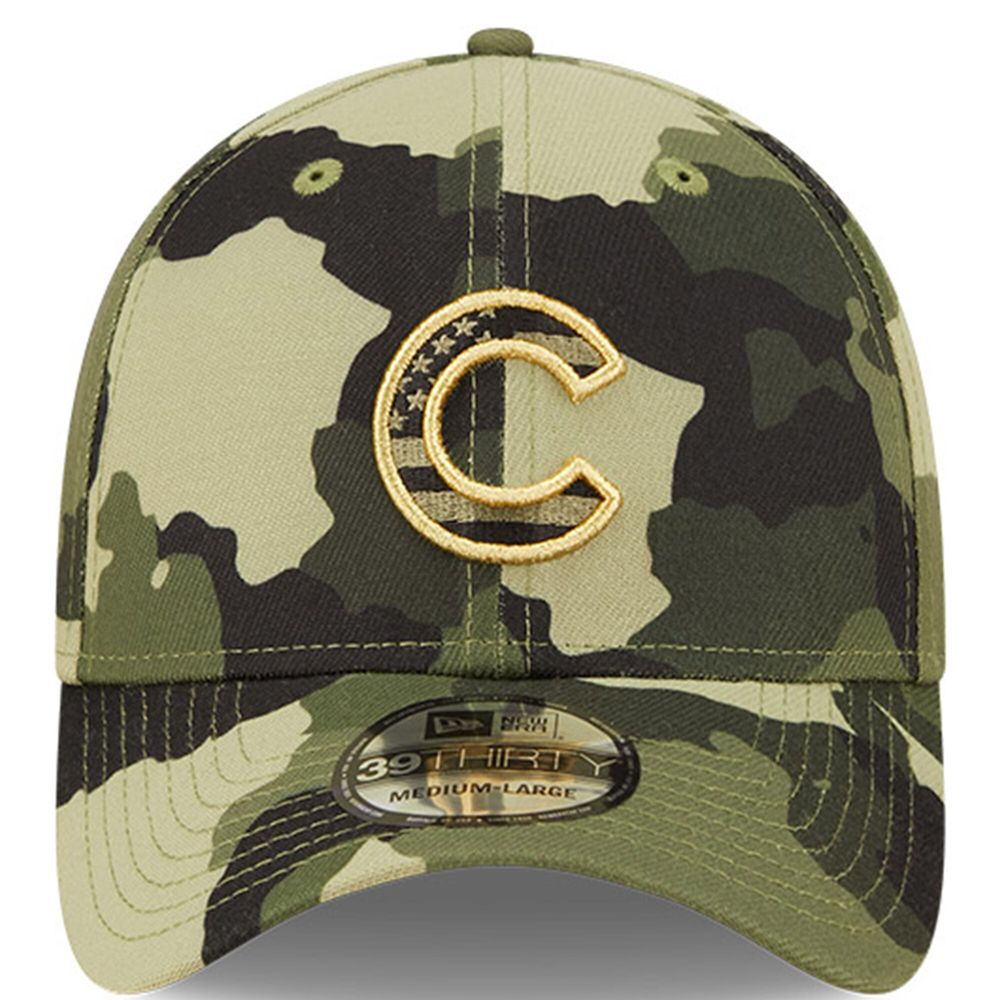 Men's New Era Camo Chicago Cubs 2022 Armed Forces Day 39THIRTY Flex Hat