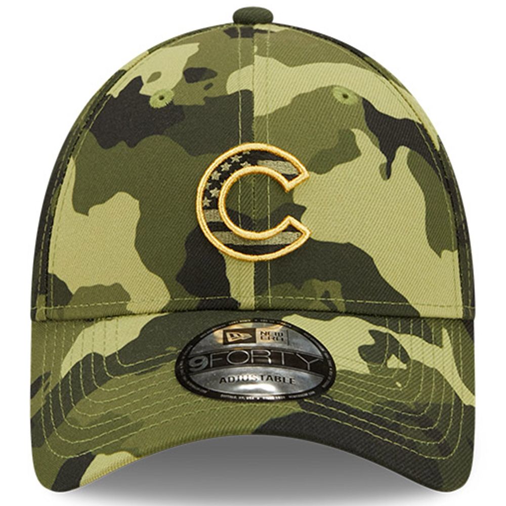 Men's New Era Camo Chicago Cubs 2022 Armed Forces Day 9FORTY Snapback Adjustable Hat
