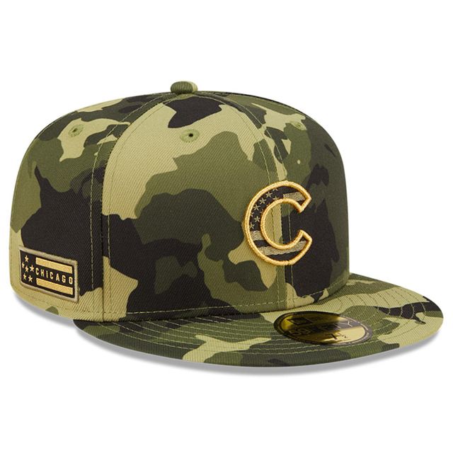 NWE CUBS CAMO MLB 2022 JOURNÉE DES FORCES ARMÉES SUR LE TERRAIN 59FIFTY HATMENHIC