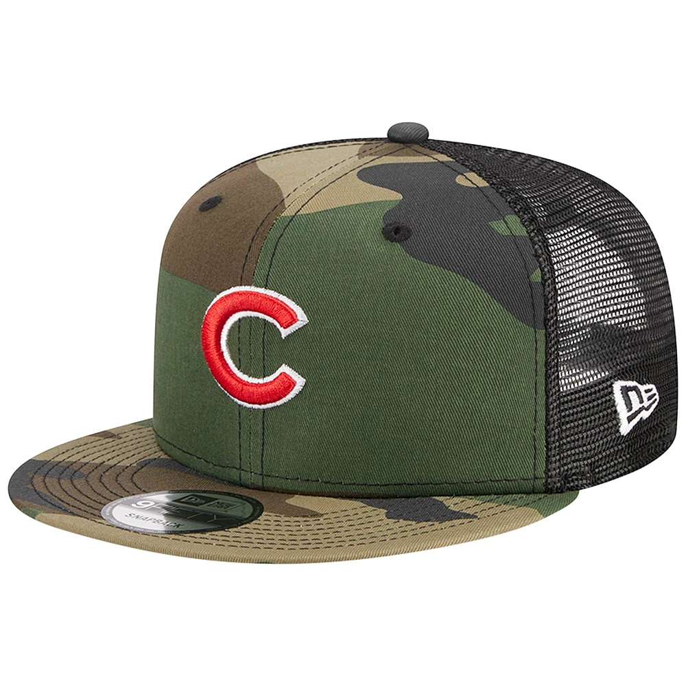 Casquette New Era Camo Chicago Cubs Woodland Camo Trucker 9FIFTY Snapback pour homme