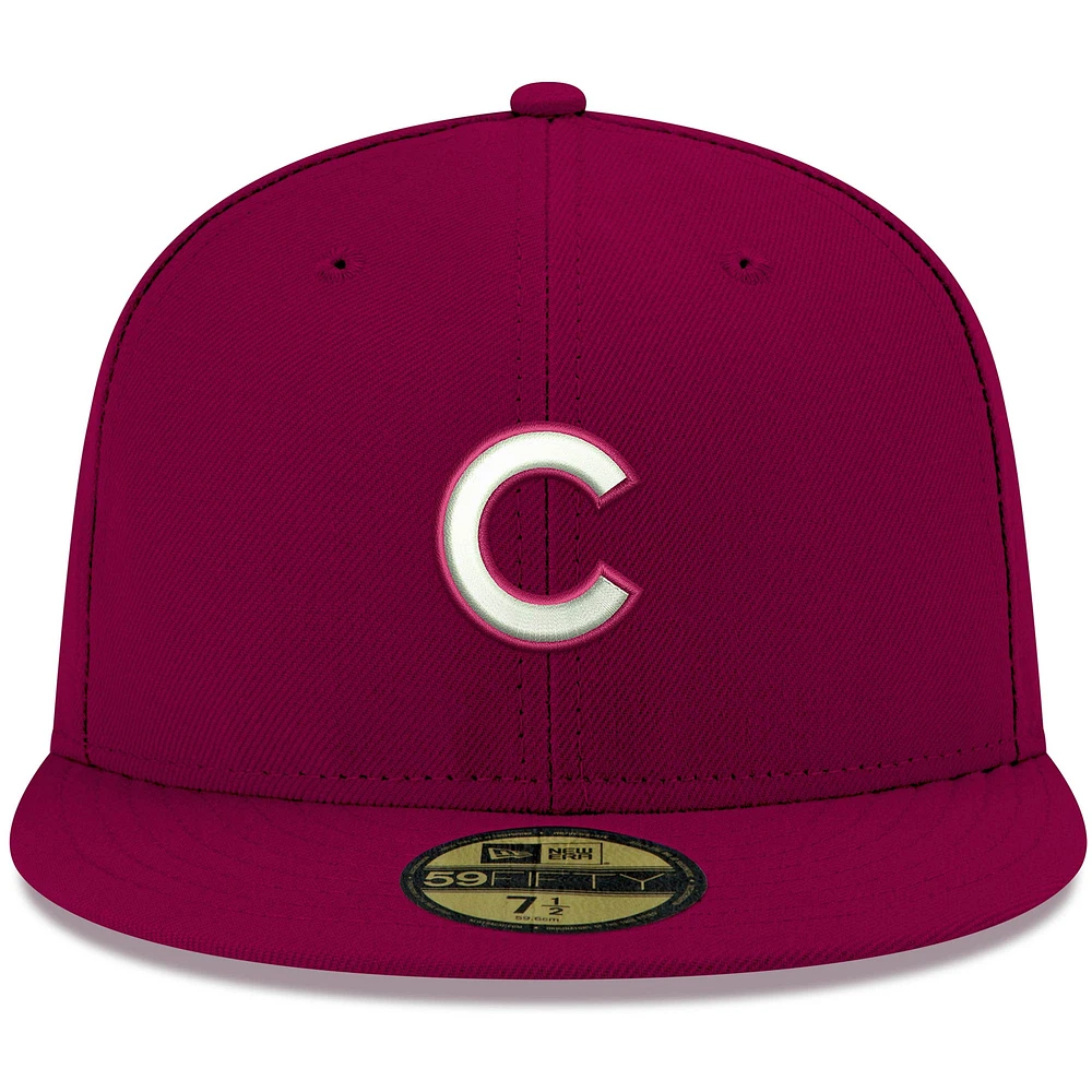 Men's New Era Cardinal Chicago Cubs White Logo 59FIFTY Fitted Hat