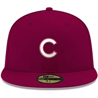 Men's New Era Cardinal Chicago Cubs White Logo 59FIFTY Fitted Hat