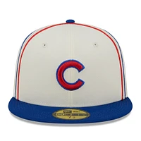 Casquette ajustée New Era Chicago Cubs Chrome Sutash 59FIFTY pour homme, crème/royal