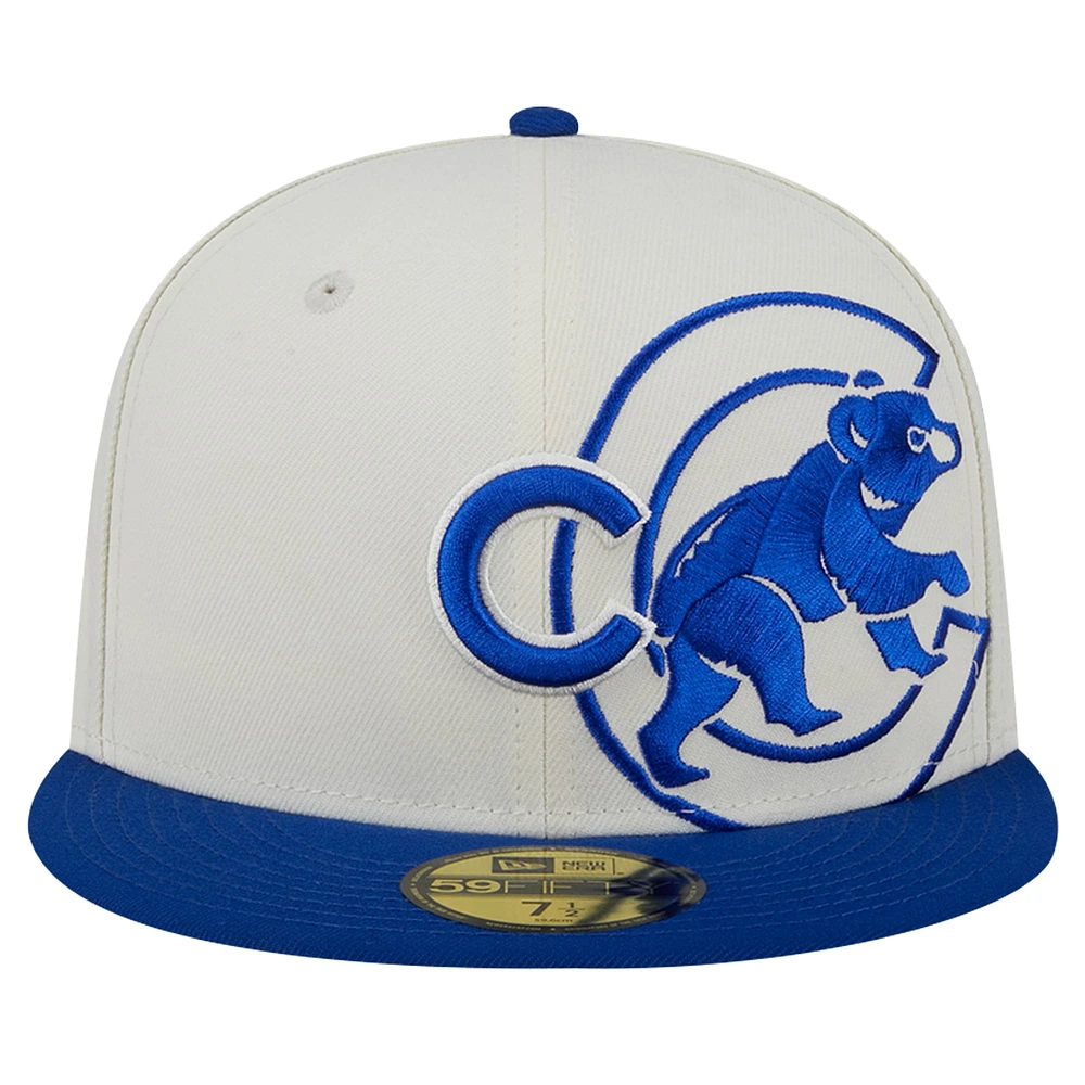 Casquette ajustée Lonestar 59FIFTY New Era crème/Royal Chicago Cubs pour hommes