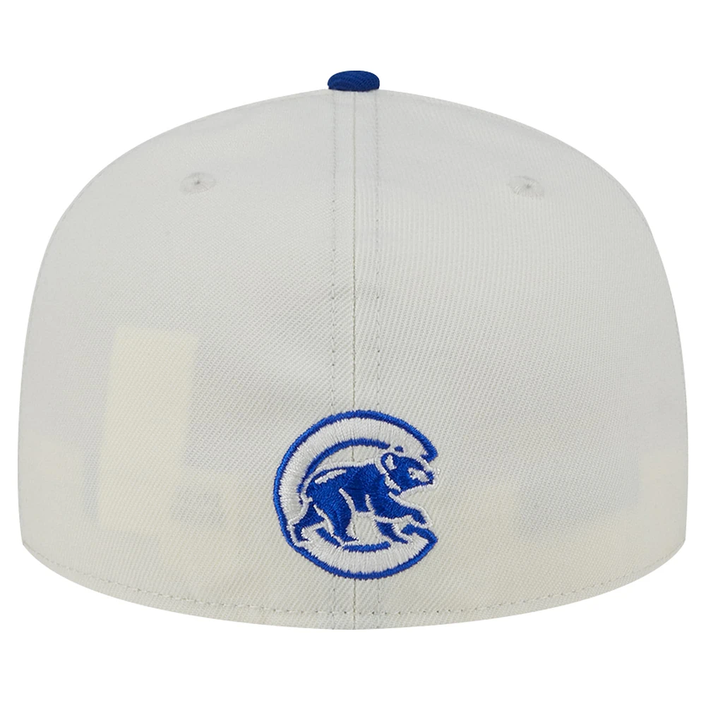 Casquette ajustée Lonestar 59FIFTY New Era crème/Royal Chicago Cubs pour hommes