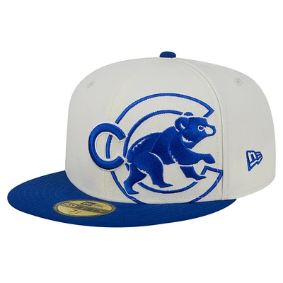 Casquette ajustée Lonestar 59FIFTY New Era crème/Royal Chicago Cubs pour hommes