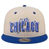 Men's New Era  Cream/Royal Chicago Cubs Team Art 9FIFTY Snapback Hat