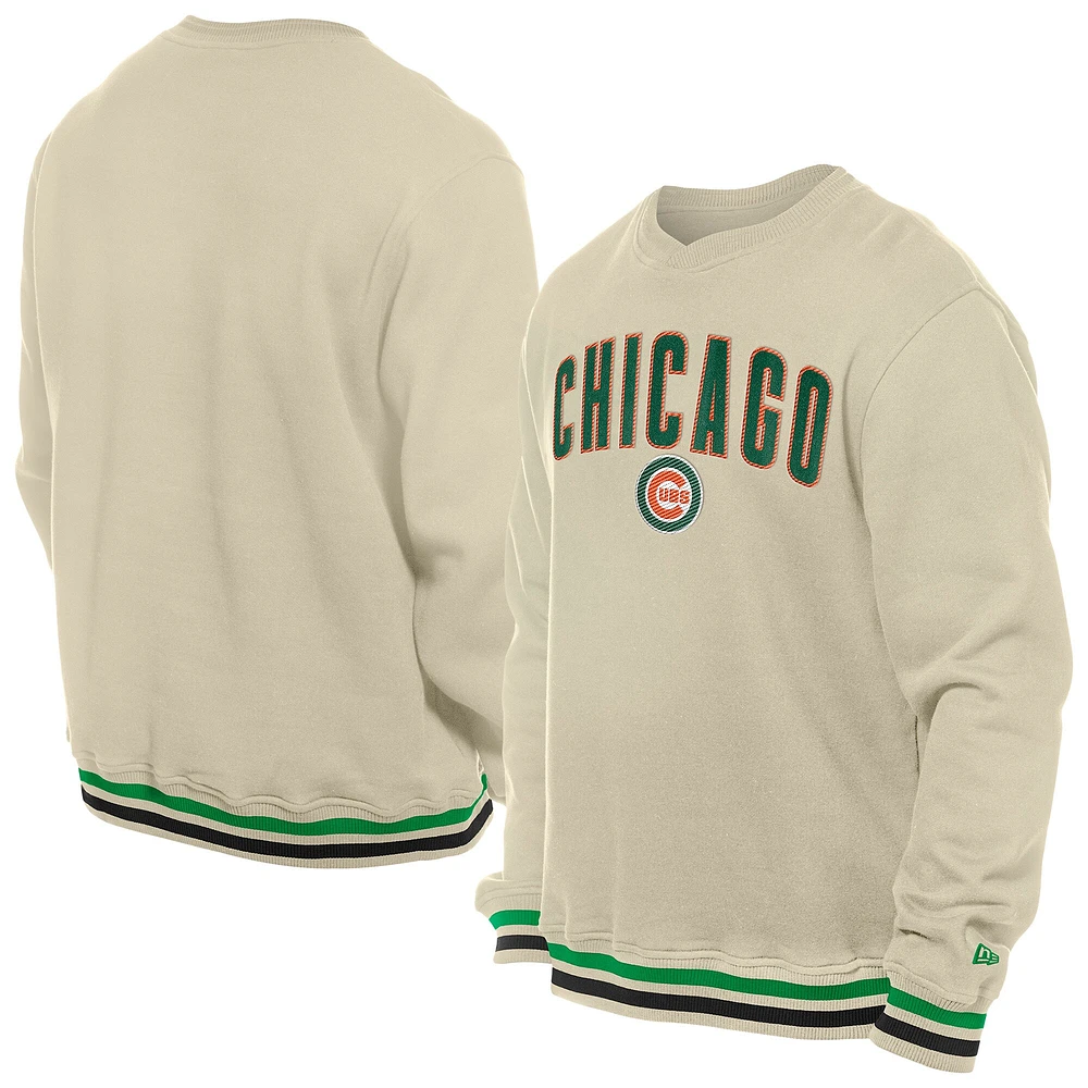 Sweat-shirt à capuche en sergé crème Chicago Cubs pour homme New Era