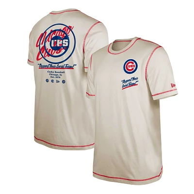 T-shirt pour homme New Era Cream Chicago Cubs Team Split