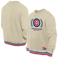 Sweat-shirt à enfiler rétro Chicago Cubs de New Era pour homme, couleur crème