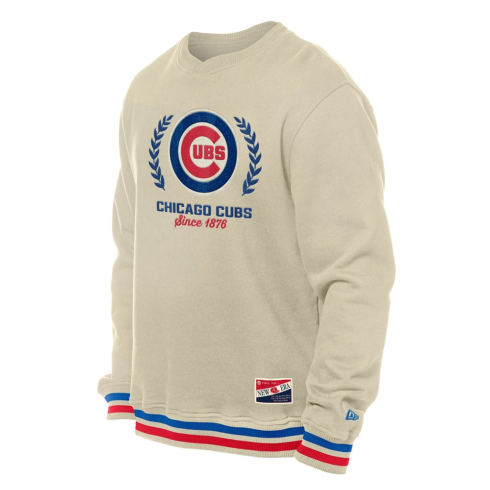 Sweat-shirt à enfiler rétro Chicago Cubs de New Era pour homme, couleur crème