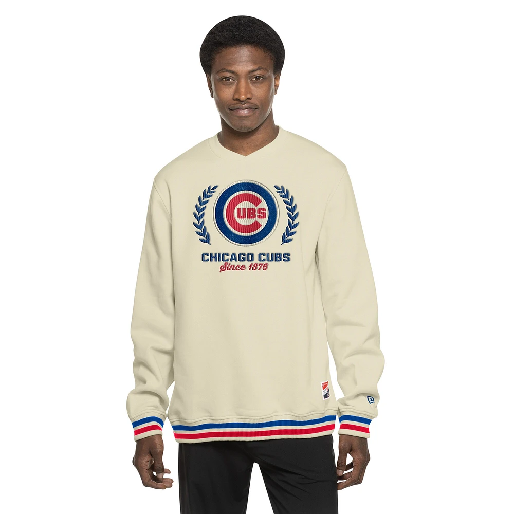 Sweat-shirt à enfiler rétro Chicago Cubs de New Era pour homme, couleur crème