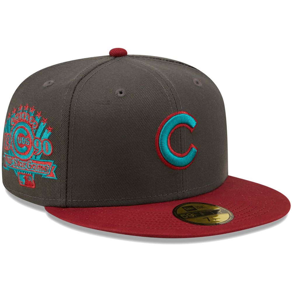 Men's New Era Graphite/Cardinal Chicago Cubs 1990 MLB All-Star Game Titlewave 59FIFTY - Fitted Hat