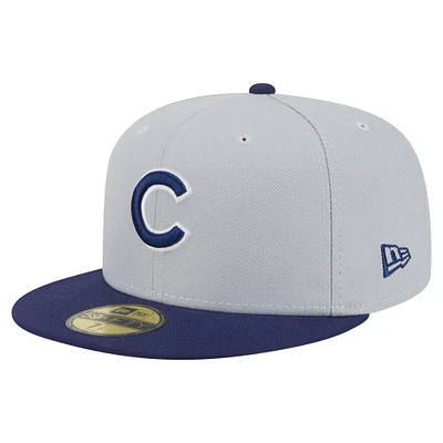 Casquette ajustée bicolore 59FIFTY pour homme New Era gris/bleu marine Chicago Cubs Colorpack