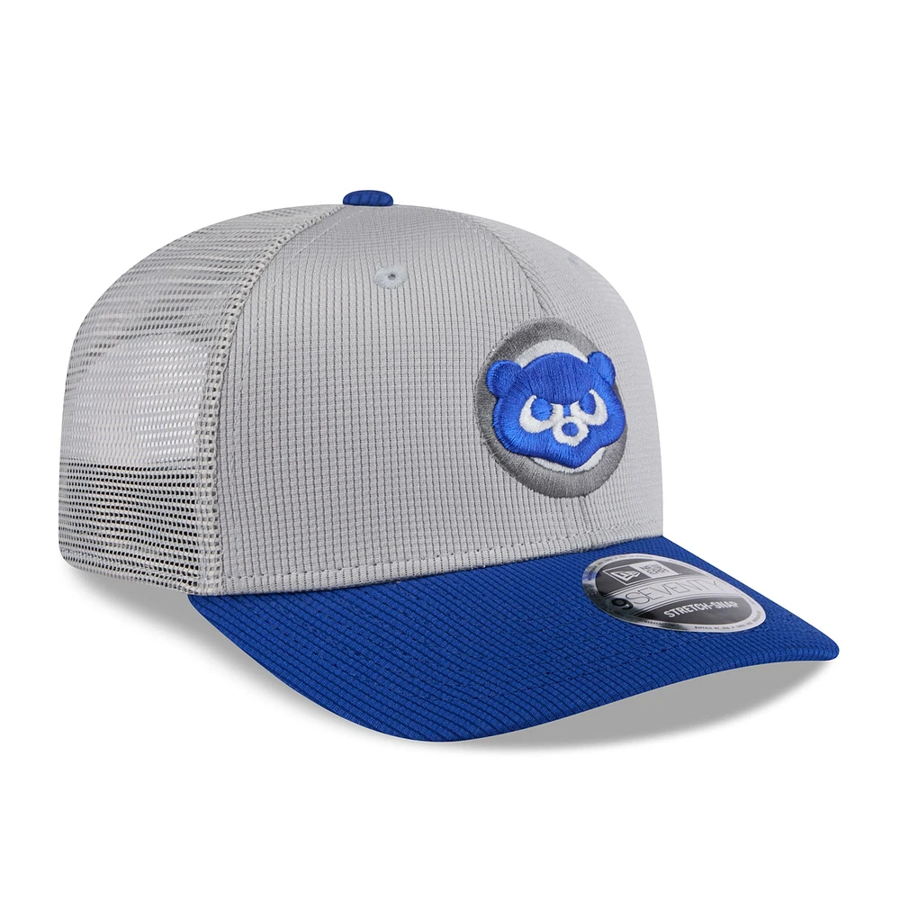 Men's New Era /Royal Chicago Cubs 2025 Batting Practice 9SEVENTY Stretch-Snap Trucker Hat