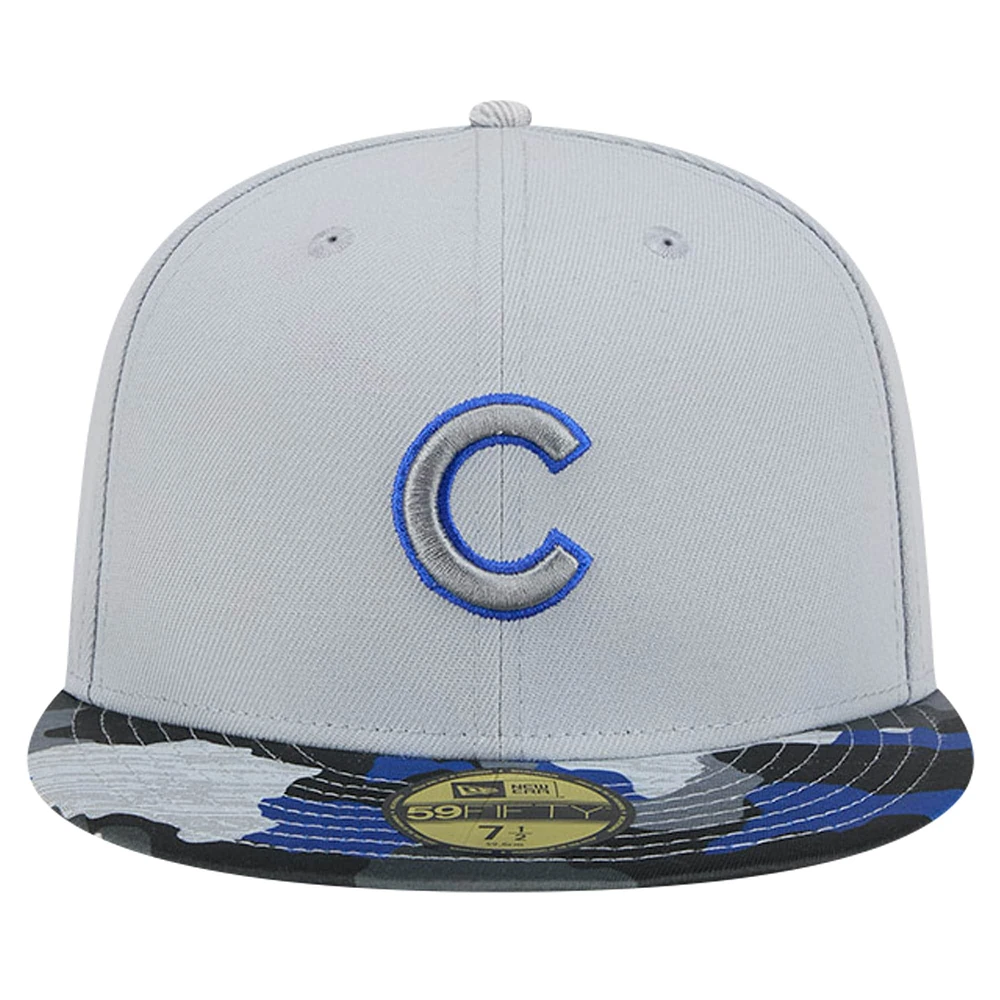 Men's New Era Gray Chicago Cubs Active Team Camo 59FIFTY Fitted Hat