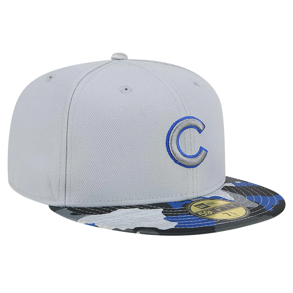 Men's New Era Gray Chicago Cubs Active Team Camo 59FIFTY Fitted Hat