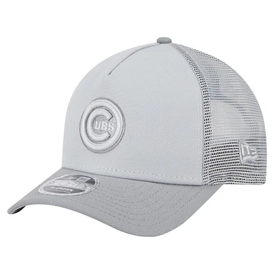 Men's New Era Gray Chicago Cubs Color Pack A-Frame 9FORTY Trucker Adjustable Hat