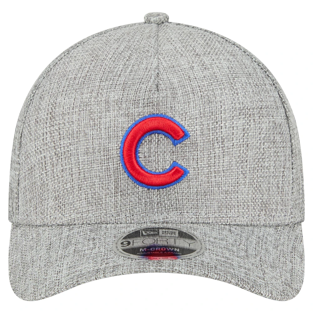 Casquette ajustable 9FORTY en coton tissé gris New Era pour homme, Chicago Cubs, M-Crown A-Frame