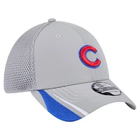 Men's New Era  Gray Chicago Cubs Linear 39THIRTY Flex-Fit Hat