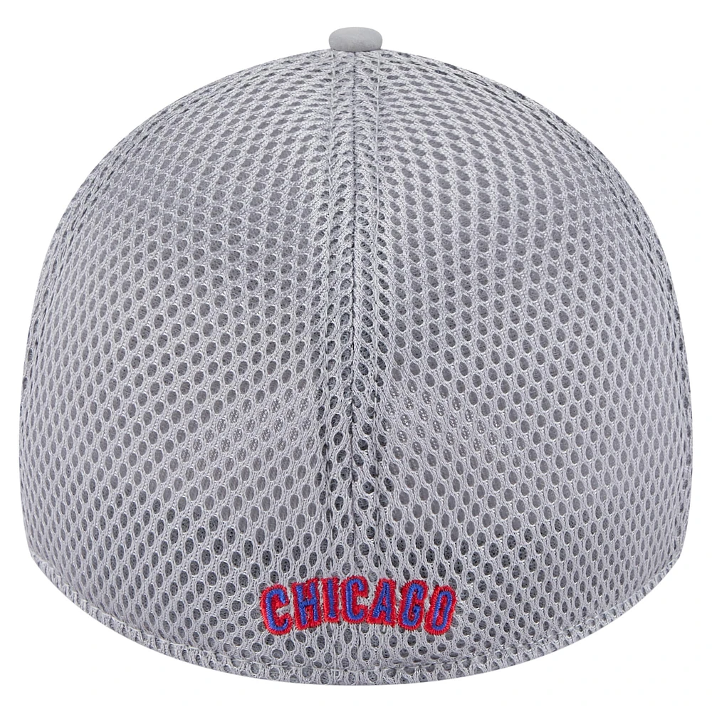 Men's New Era  Gray Chicago Cubs Linear 39THIRTY Flex-Fit Hat
