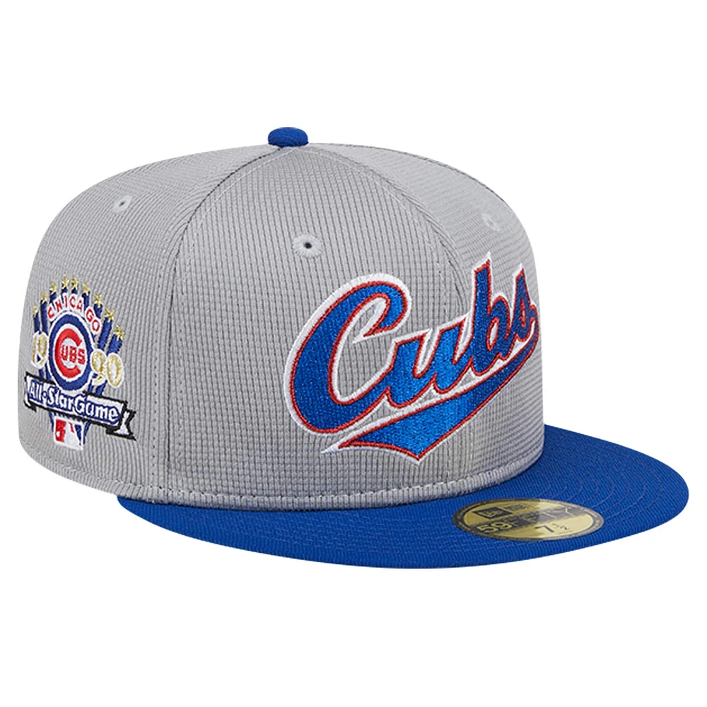 Casquette ajustée 59FIFTY en maille Pivot des Chicago Cubs New Era pour hommes, grise