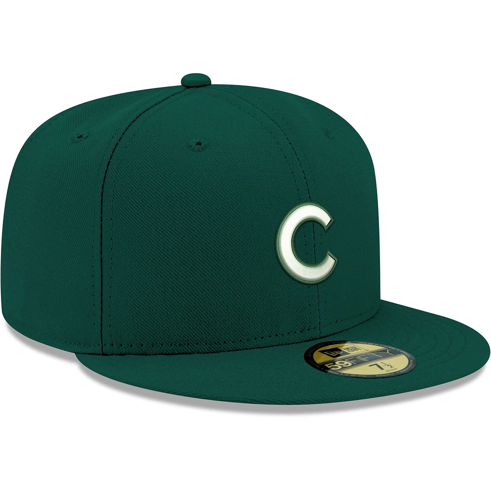 Casquette ajustée 59FIFTY pour homme des Chicago Cubs New Era verte avec logo blanc
