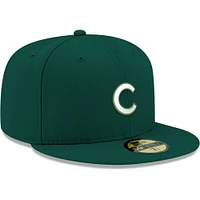 Casquette ajustée 59FIFTY pour homme des Chicago Cubs New Era verte avec logo blanc