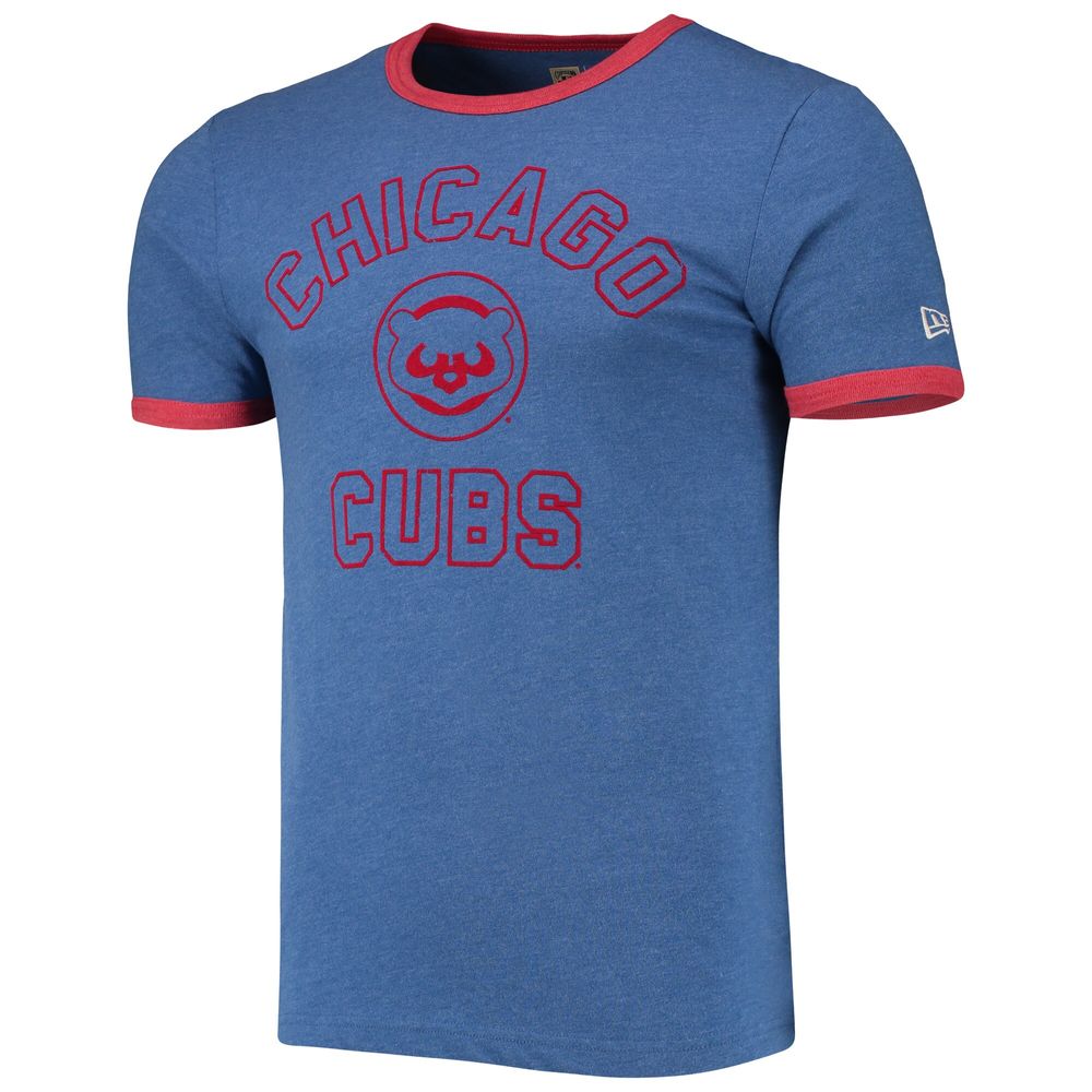 Chicago Cubs New Era Brushed Ringer T-Shirt - Heathered Royal