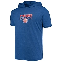 T-shirt à capuche New Era Heathered Royal Chicago Cubs pour homme