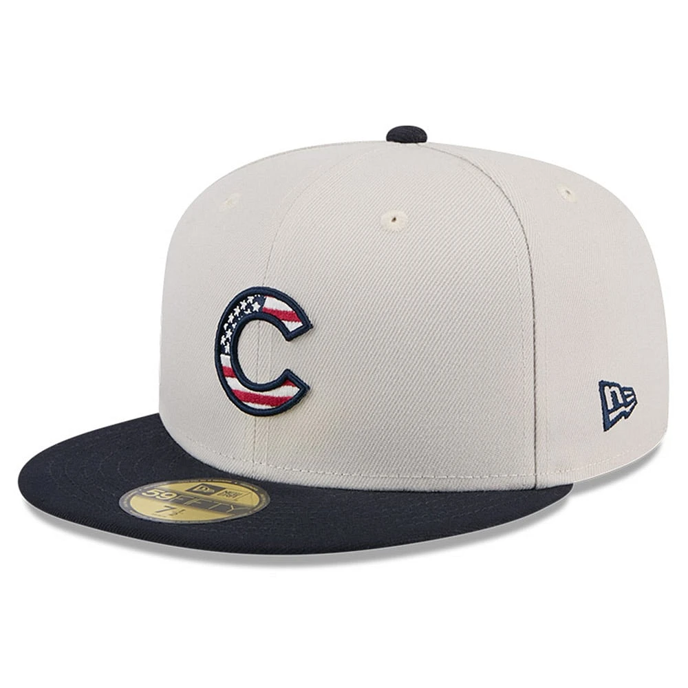 Casquette ajustée 59FIFTY du 4 juillet 2024 des Chicago Cubs New Era kaki/noir pour hommes