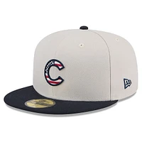 Men's New Era  Khaki/Black Chicago Cubs 2024 Fourth of July 59FIFTY Fitted Hat