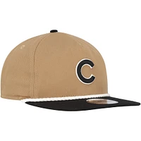 Men's New Era Khaki/Black Chicago Cubs Golfer Snapback Hat