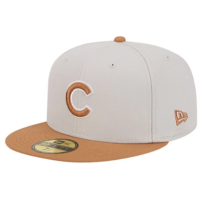 Pack de couleurs bicolores 59FIFTY New Era pour hommes, kaki/marron, Chicago Cubs, casquette ajustée