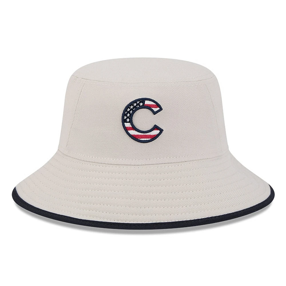 Men's New Era  Khaki Chicago Cubs 2024 Fourth of July Bucket Hat