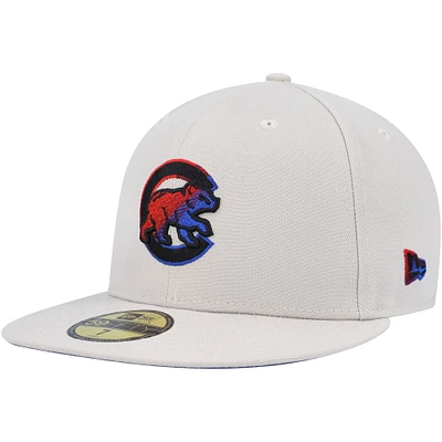 Men's New Era Khaki Chicago Cubs Stone Dim Undervisor 59FIFTY Fitted Hat