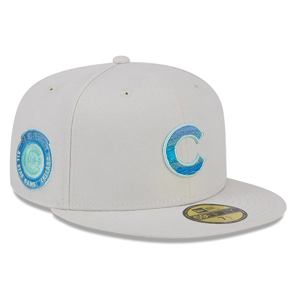 Casquette ajustée 59FIFTY kaki Chicago Cubs Stone Mist New Era pour hommes