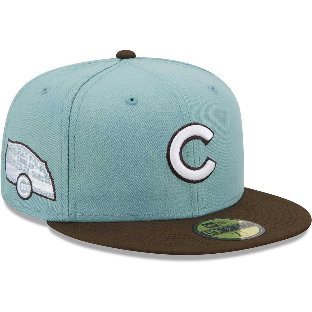 Casquette ajustée 59FIFTY Chicago Cubs Beach Kiss New Era pour homme, bleu clair/marron