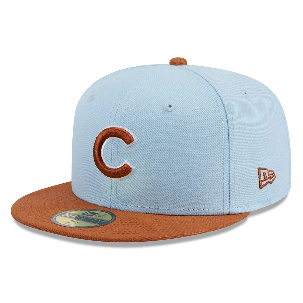 Men's New Era Light Blue/ Chicago Cubs Spring Color Basic Two-Tone 59FIFTY Fitted Hat