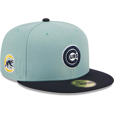 Casquette ajustée 59FIFTY Chicago Cubs Beach Kiss New Era pour homme, bleu clair/bleu marine