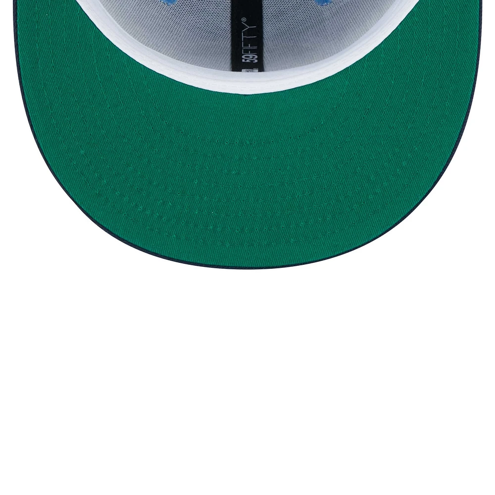 Men's New Era Light Blue/Navy Chicago Cubs Green Undervisor 59FIFTY Fitted Hat