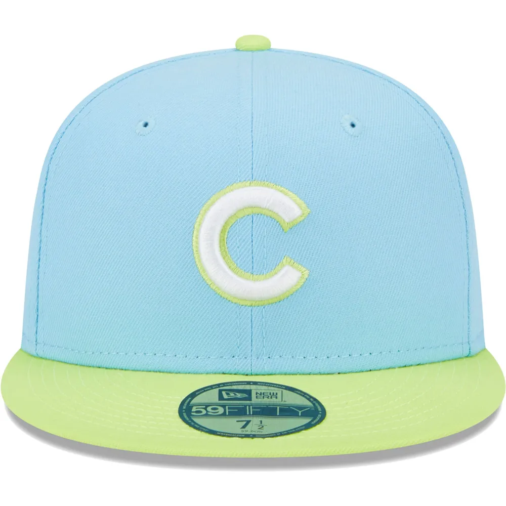 Men's New Era Light Blue/Neon Green Chicago Cubs Spring Color Two-Tone 59FIFTY Fitted Hat