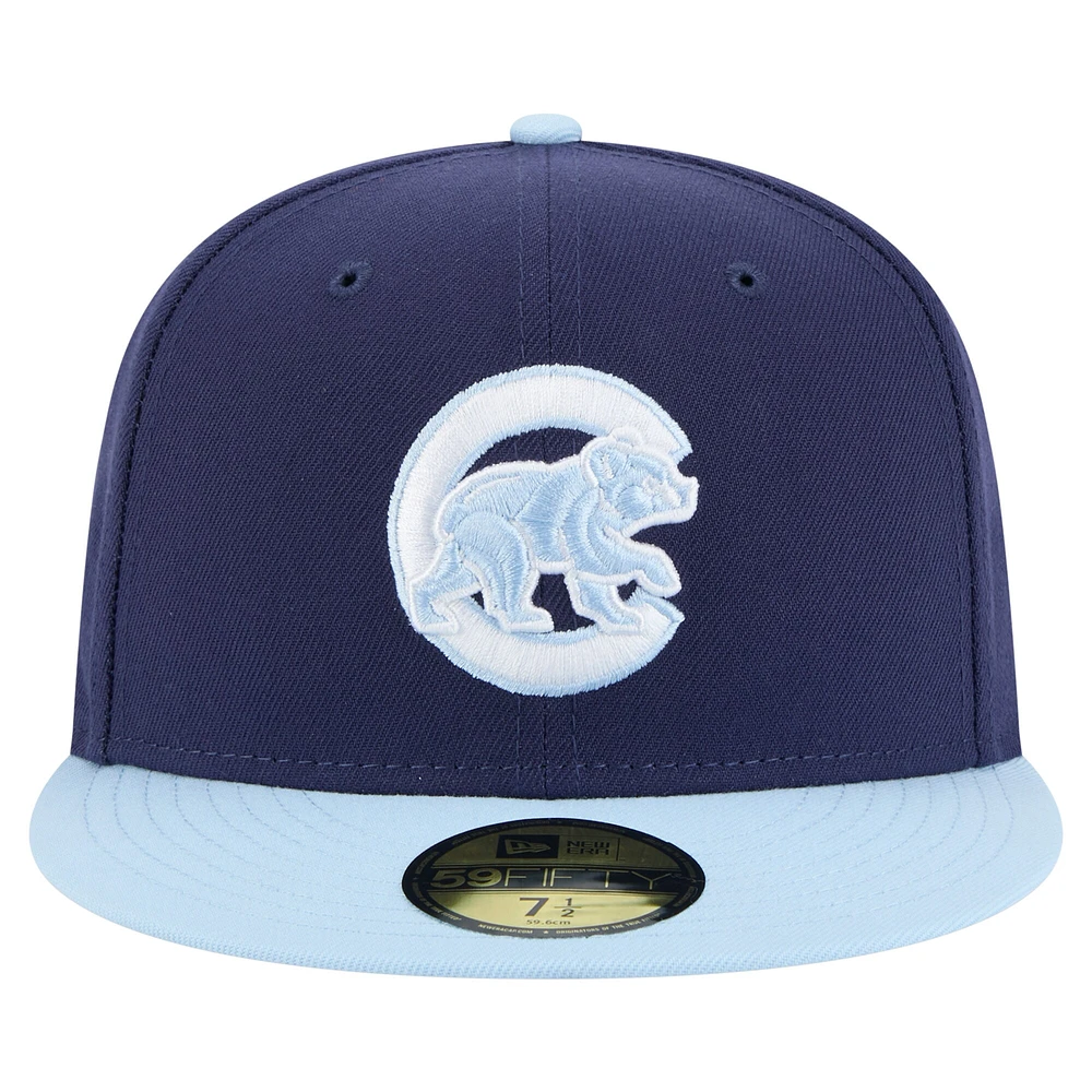 Casquette ajustée 59FIFTY bicolore bleu marine/bleu clair des Chicago Cubs de New Era pour homme