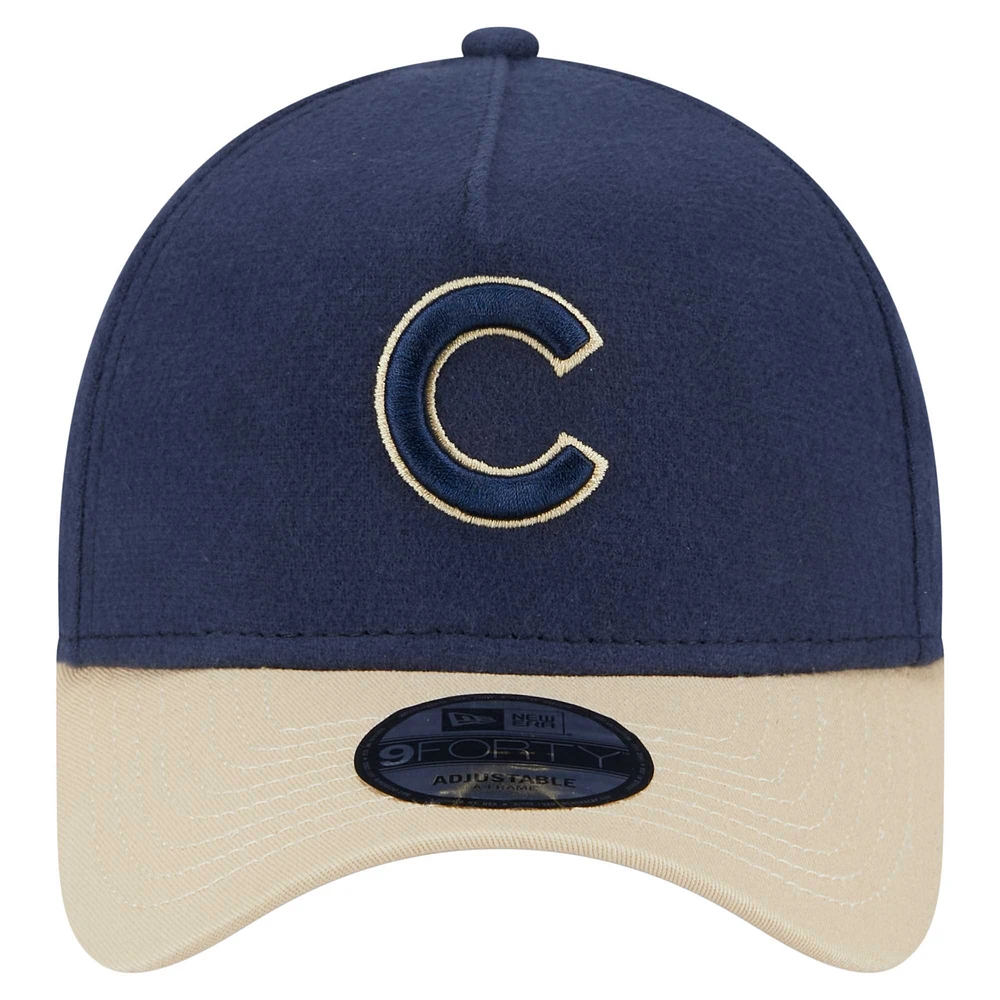 Casquette ajustable 9FORTY Moleskin A-Frame Chicago Cubs New Era pour homme bleu marine